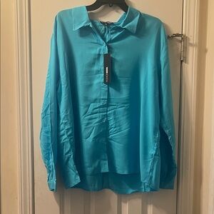 Fashion Nova Blue Button Down Shirt